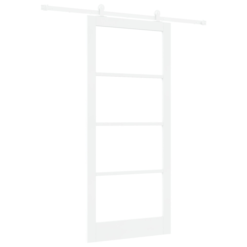 Produktbild för Skjutdörr ORKDAL Vit 93 x 211 cm Massivt tallträ och glas