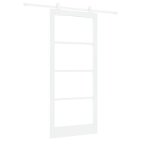 Produktbild för Skjutdörr ORKDAL Vit 93 x 211 cm Massivt tallträ och glas