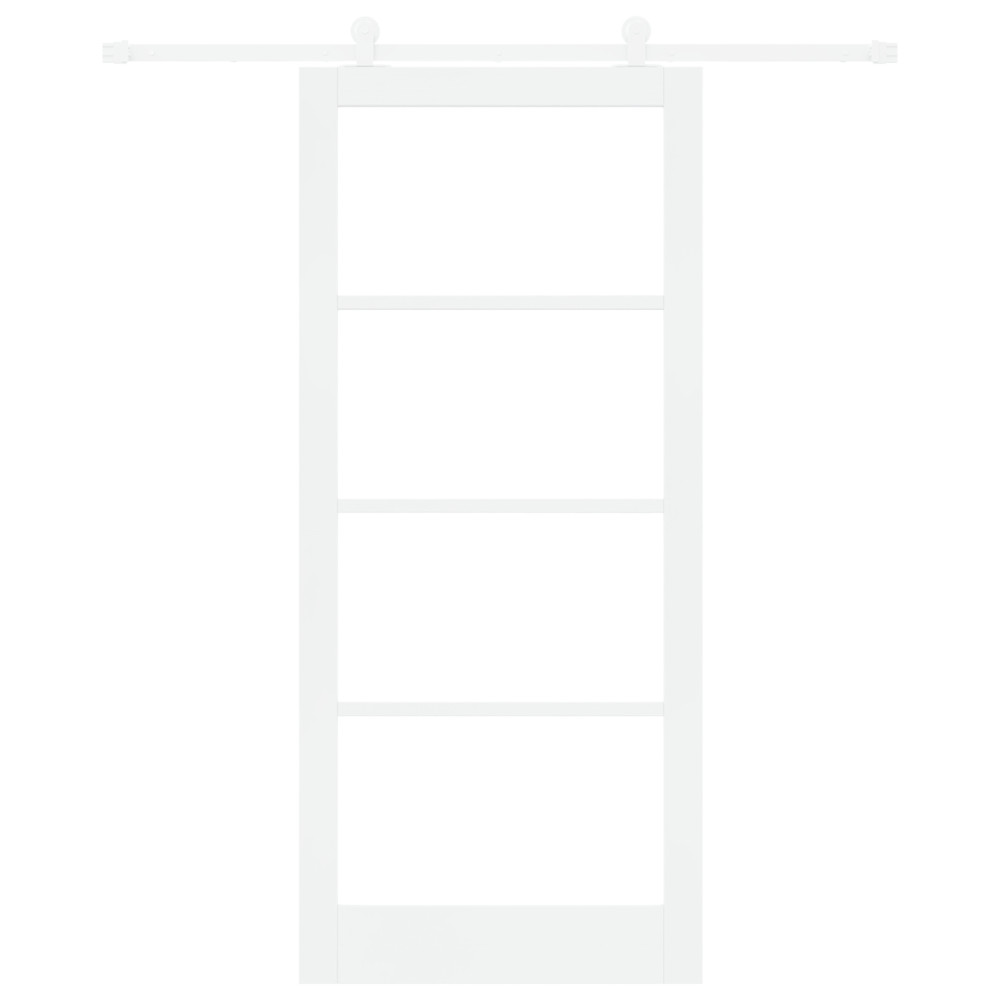 Produktbild för Skjutdörr ORKDAL Vit 93 x 211 cm Massivt tallträ och glas