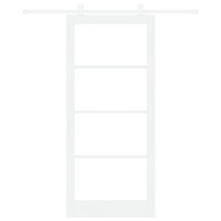 Produktbild för Skjutdörr ORKDAL Vit 93 x 211 cm Massivt tallträ och glas