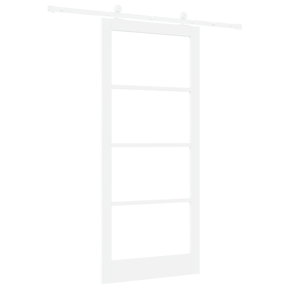 Produktbild för Skjutdörr ORKDAL Vit 93 x 211 cm Massivt tallträ och glas