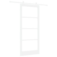 Produktbild för Skjutdörr ORKDAL Vit 93 x 211 cm Massivt tallträ och glas