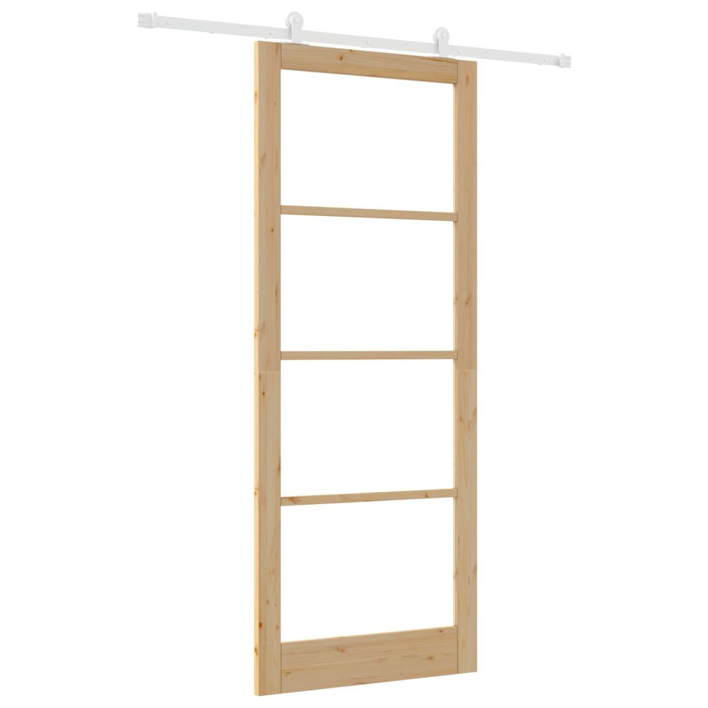 Produktbild för Skjutdörr ORKDAL Naturfärg 93 x 232 cm Massivt tallträ och glas