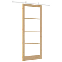 Produktbild för Skjutdörr ORKDAL Naturfärg 93 x 232 cm Massivt tallträ och glas