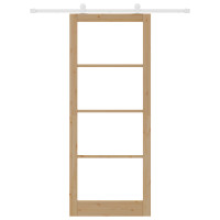 Produktbild för Skjutdörr ORKDAL Naturfärg 93 x 232 cm Massivt tallträ och glas