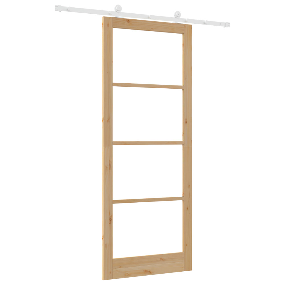 Produktbild för Skjutdörr ORKDAL Naturfärg 93 x 232 cm Massivt tallträ och glas