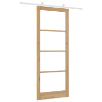 Produktbild för Skjutdörr ORKDAL Naturfärg 93 x 232 cm Massivt tallträ och glas