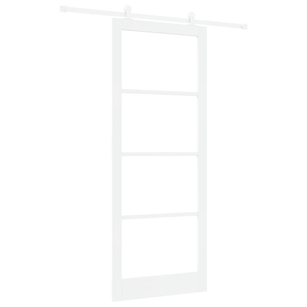 Produktbild för Skjutdörr ORKDAL Vit 93 x 232 cm Massivt tallträ och glas