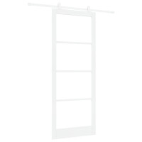 Produktbild för Skjutdörr ORKDAL Vit 93 x 232 cm Massivt tallträ och glas
