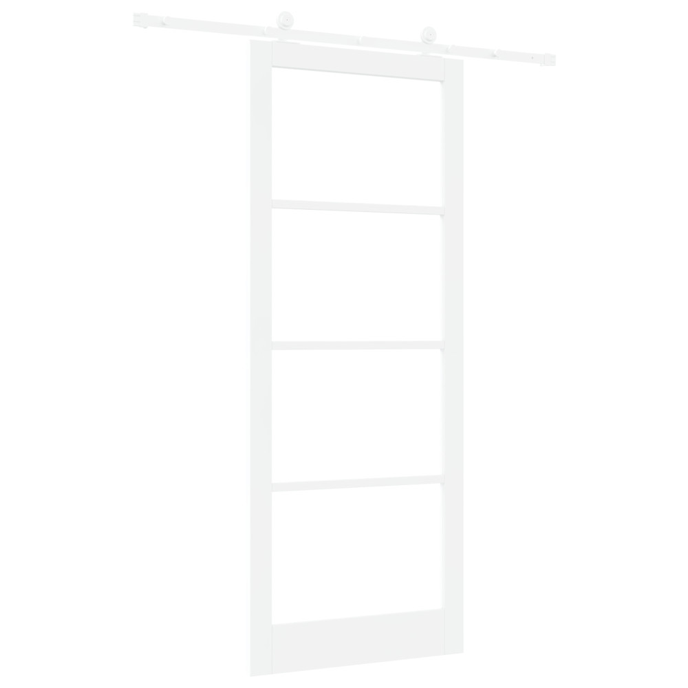 Produktbild för Skjutdörr ORKDAL Vit 93 x 232 cm Massivt tallträ och glas