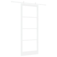 Produktbild för Skjutdörr ORKDAL Vit 93 x 232 cm Massivt tallträ och glas