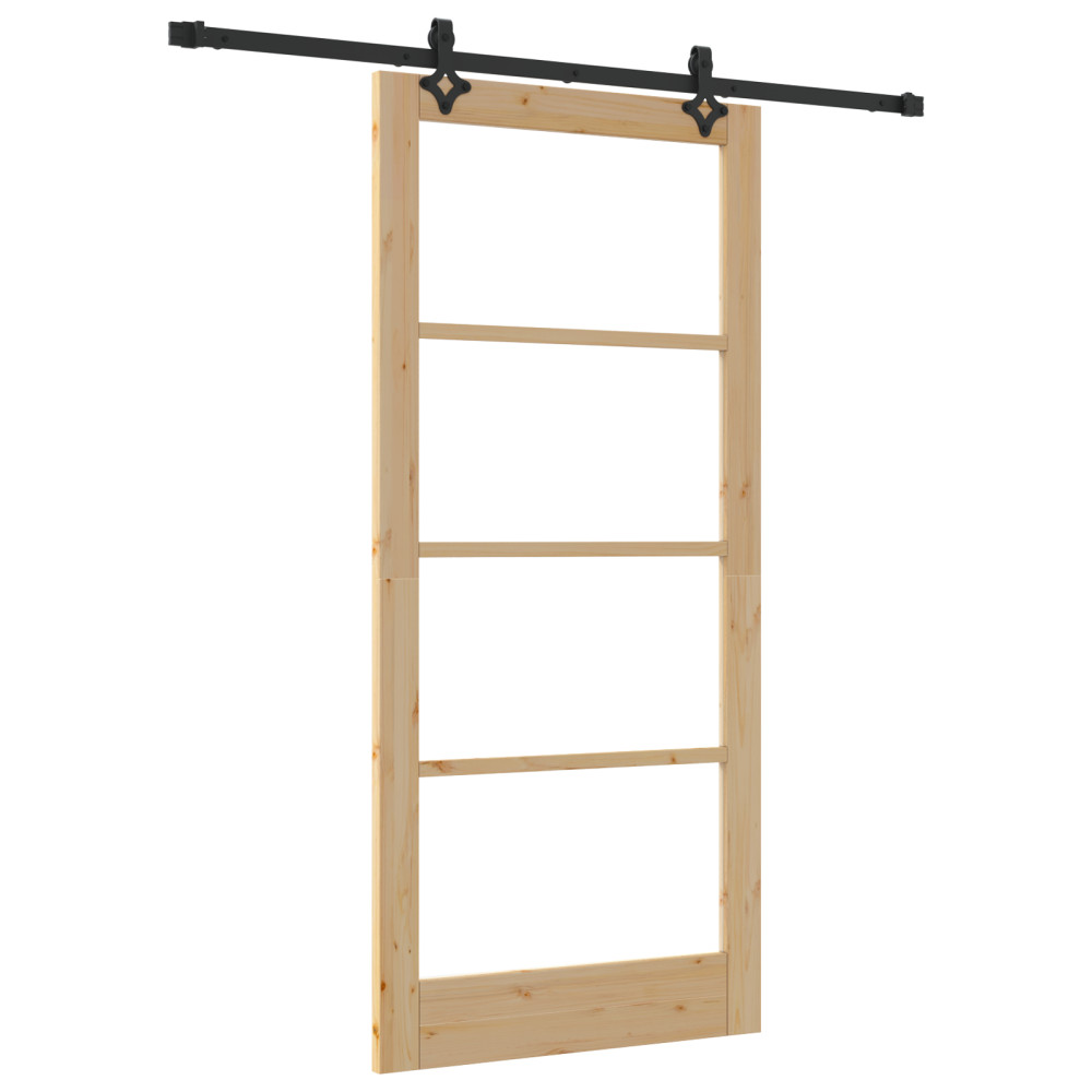 Produktbild för Skjutdörr ORKDAL Naturlig och svart 93 x 202 cm