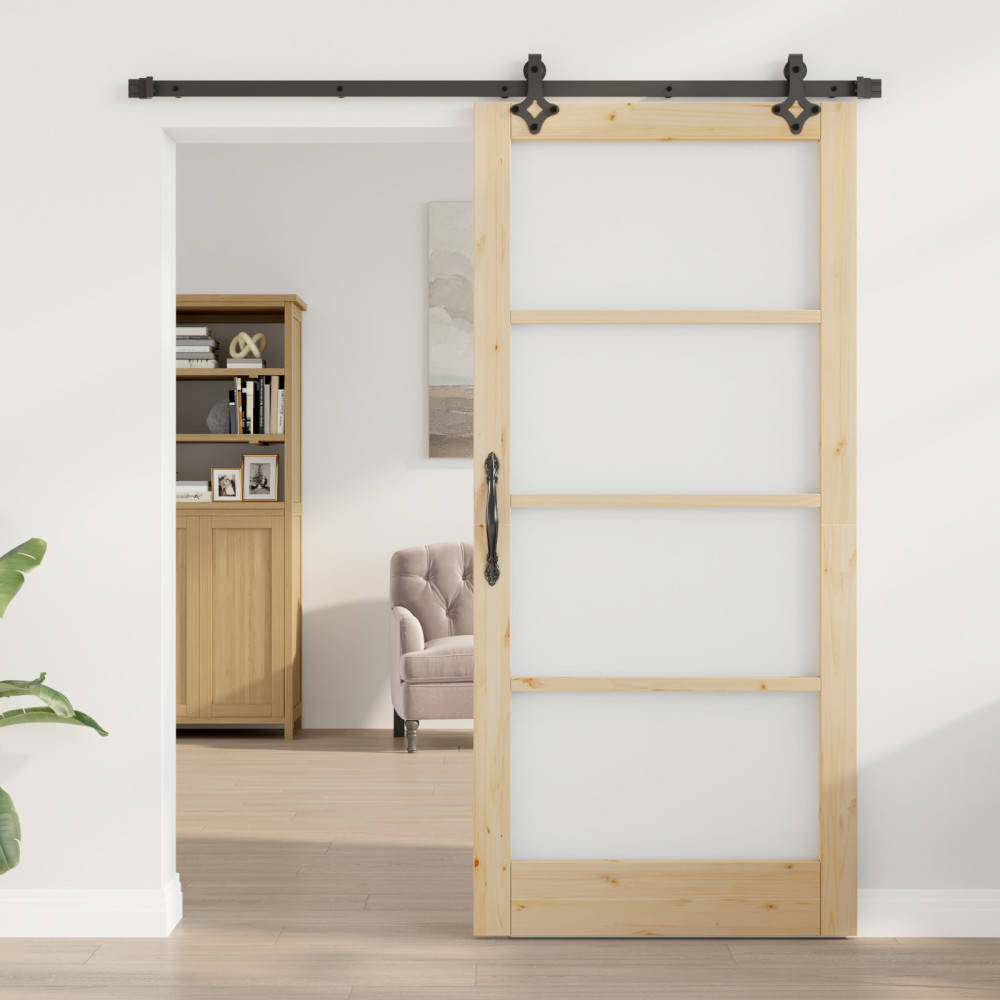 Produktbild för Skjutdörr ORKDAL Naturlig och svart 93 x 202 cm