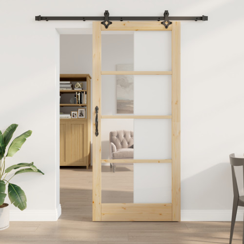 vidaXL Skjutdörr ORKDAL Naturlig och svart 93 x 211 cm