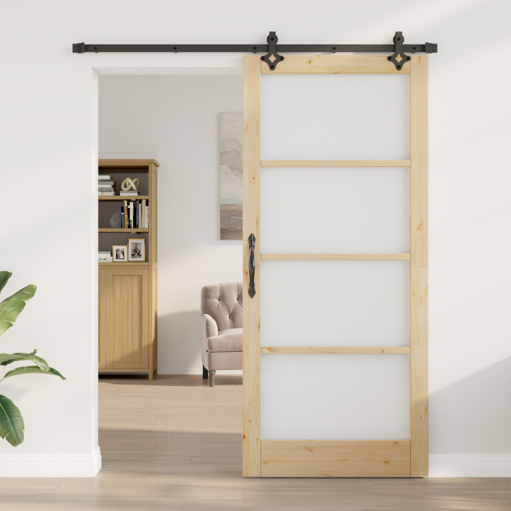 Produktbild för Skjutdörr ORKDAL Naturlig och svart 93 x 211 cm
