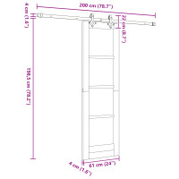 Produktbild för Skjutdörr ORKDAL Vit och svart 61 x 198,5 cm