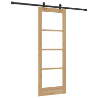 Produktbild för Skjutdörr ORKDAL Naturlig och svart 73,5 x 198,5 cm