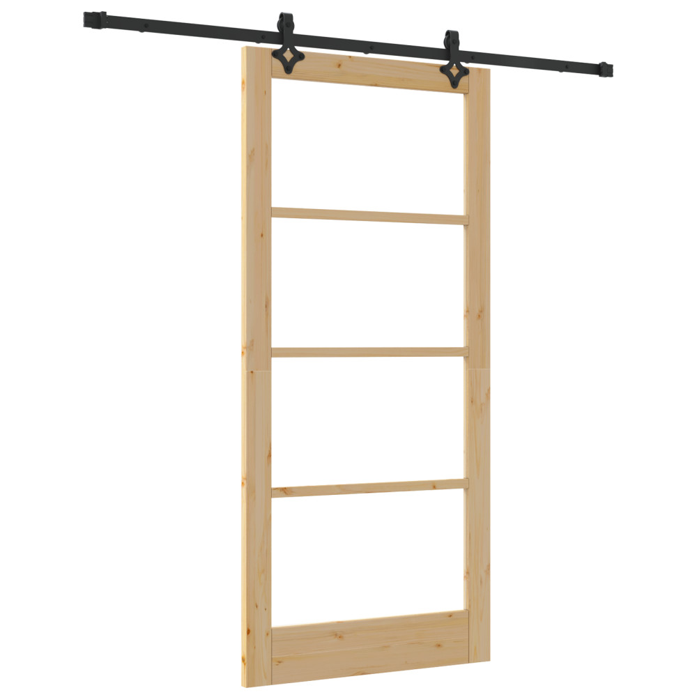 Produktbild för Skjutdörr ORKDAL Naturlig och svart 93 x 202 cm