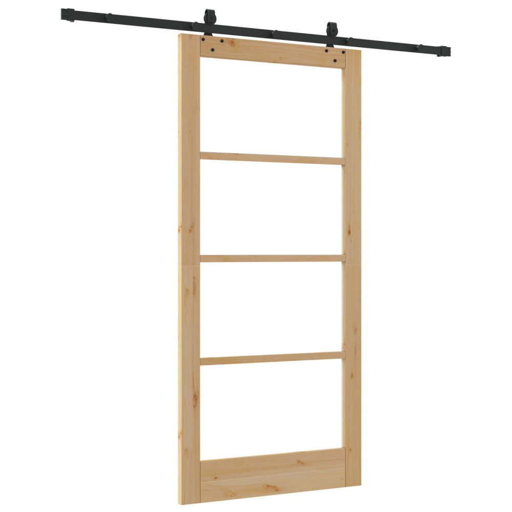 Produktbild för Skjutdörr ORKDAL Naturlig och svart 93 x 202 cm