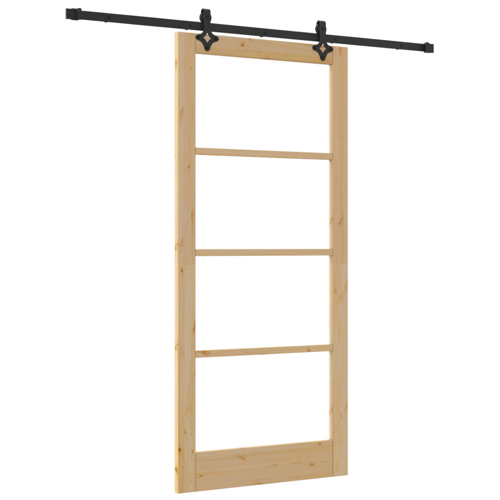 Produktbild för Skjutdörr ORKDAL Naturlig och svart 93 x 211 cm