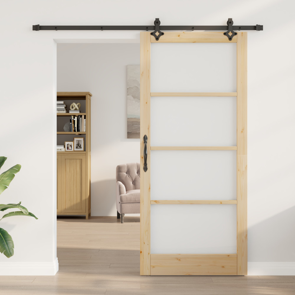 Produktbild för Skjutdörr ORKDAL Naturlig och svart 93 x 211 cm