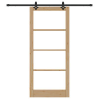 Produktbild för Skjutdörr ORKDAL Naturlig och svart 93 x 211 cm