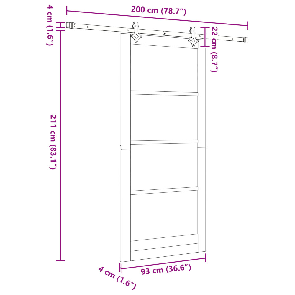 Produktbild för Skjutdörr ORKDAL Vit och svart 93 x 211 cm
