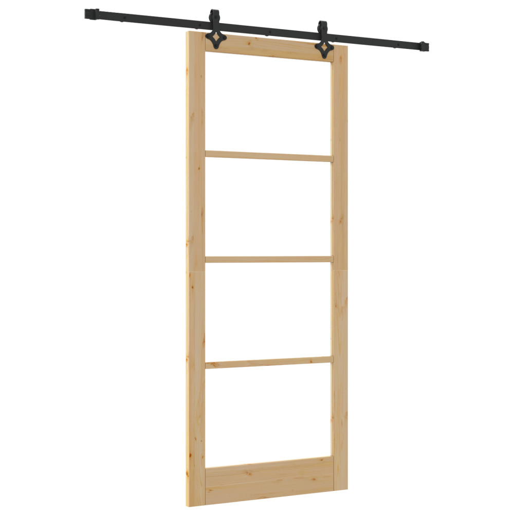 Produktbild för Skjutdörr ORKDAL Naturlig och svart 93 x 232 cm