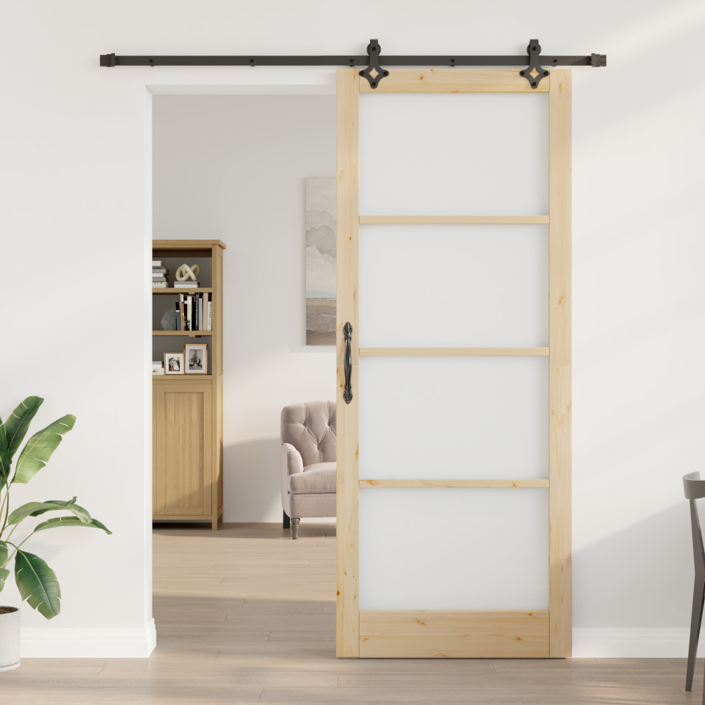Produktbild för Skjutdörr ORKDAL Naturlig och svart 93 x 232 cm