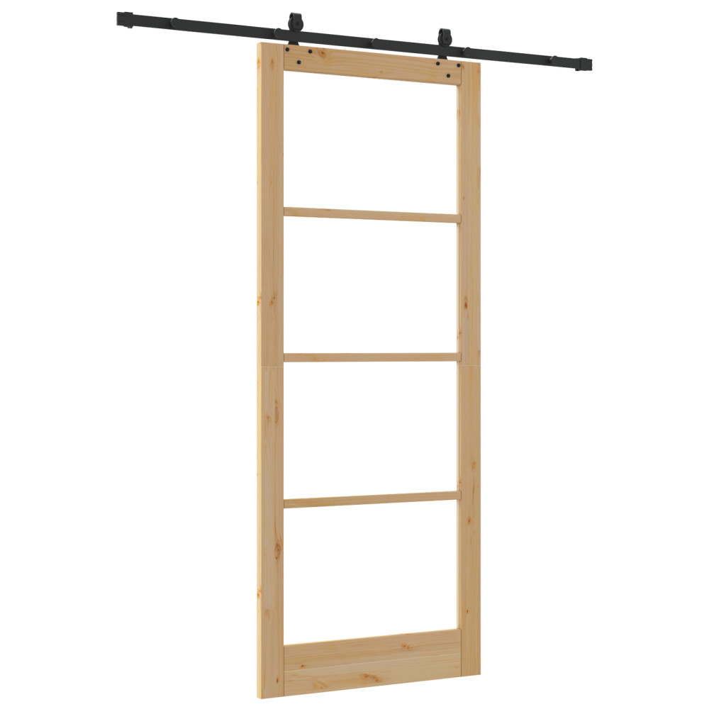 Produktbild för Skjutdörr ORKDAL Naturlig och svart 93 x 232 cm