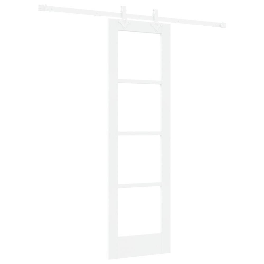 Produktbild för Skjutdörr Vit 61 x 198,5 cm Massivt tallträ och glas