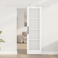 Produktbild för Skjutdörr Vit 61 x 198,5 cm Massivt tallträ och glas