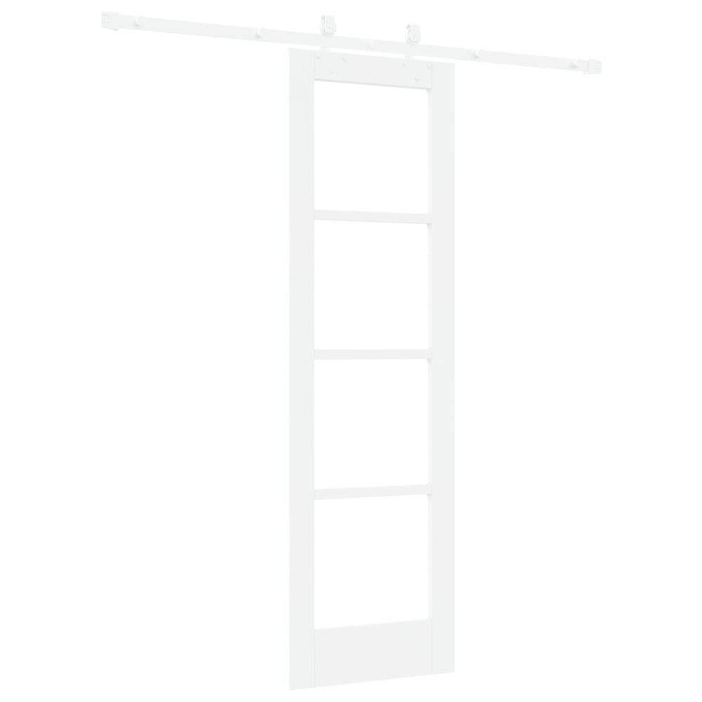 Produktbild för Skjutdörr Vit 61 x 198,5 cm Massivt tallträ och glas