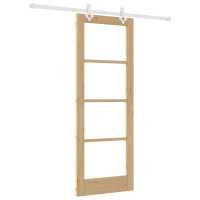Produktbild för Skjutdörr Naturfärg 73,5 x 198,5 cm Massivt tallträ och glas