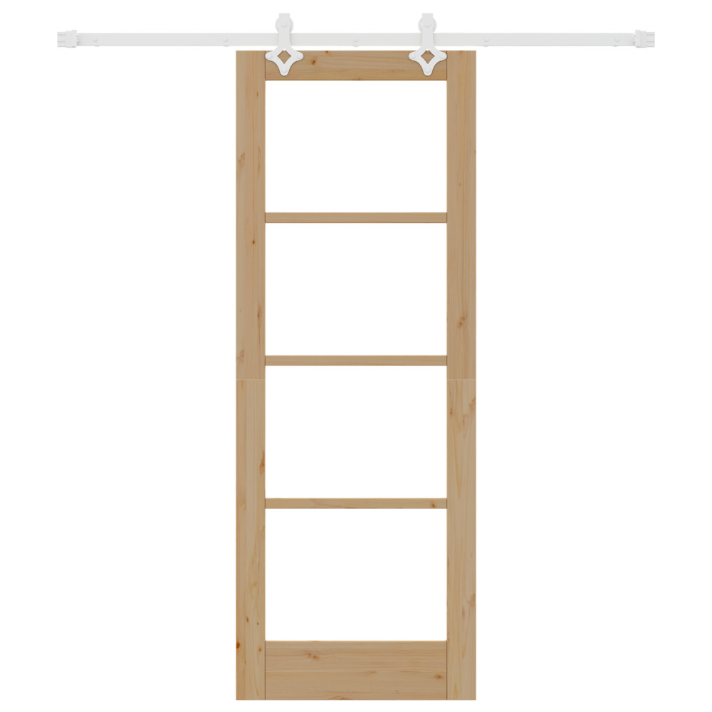 Produktbild för Skjutdörr Naturfärg 73,5 x 198,5 cm Massivt tallträ och glas