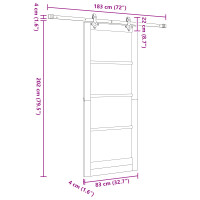 Produktbild för Skjutdörr Vit 83 x 202 cm Massivt tallträ och glas