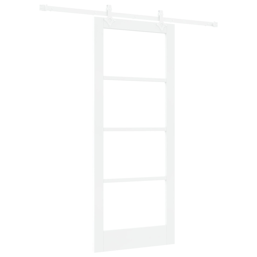 Produktbild för Skjutdörr Vit 83 x 202 cm Massivt tallträ och glas