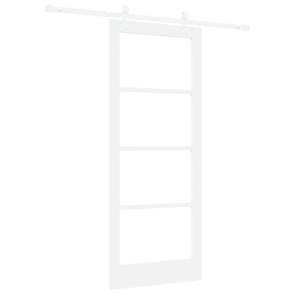 Produktbild för Skjutdörr Vit 83 x 202 cm Massivt tallträ och glas