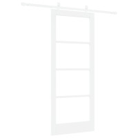 Produktbild för Skjutdörr Vit 83 x 202 cm Massivt tallträ och glas
