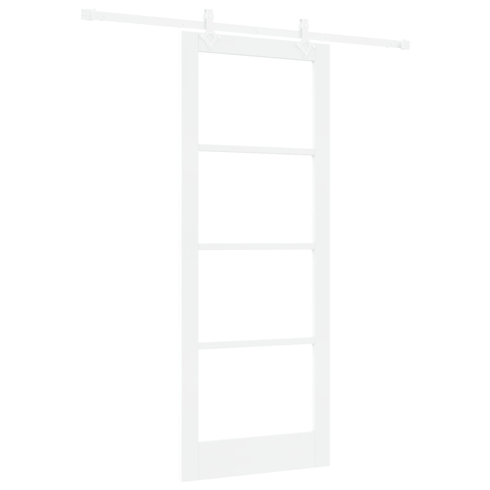 Produktbild för Skjutdörr Vit 83 x 211 cm Massivt tallträ och glas