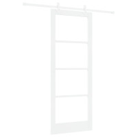 Produktbild för Skjutdörr Vit 83 x 211 cm Massivt tallträ och glas