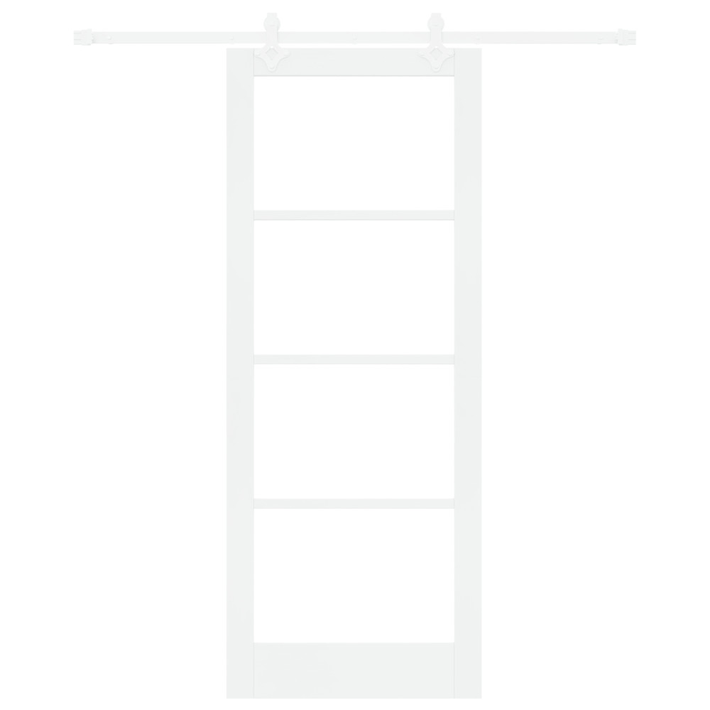 Produktbild för Skjutdörr Vit 83 x 211 cm Massivt tallträ och glas
