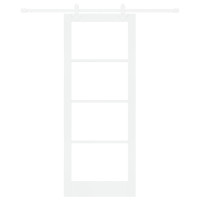 Produktbild för Skjutdörr Vit 83 x 211 cm Massivt tallträ och glas