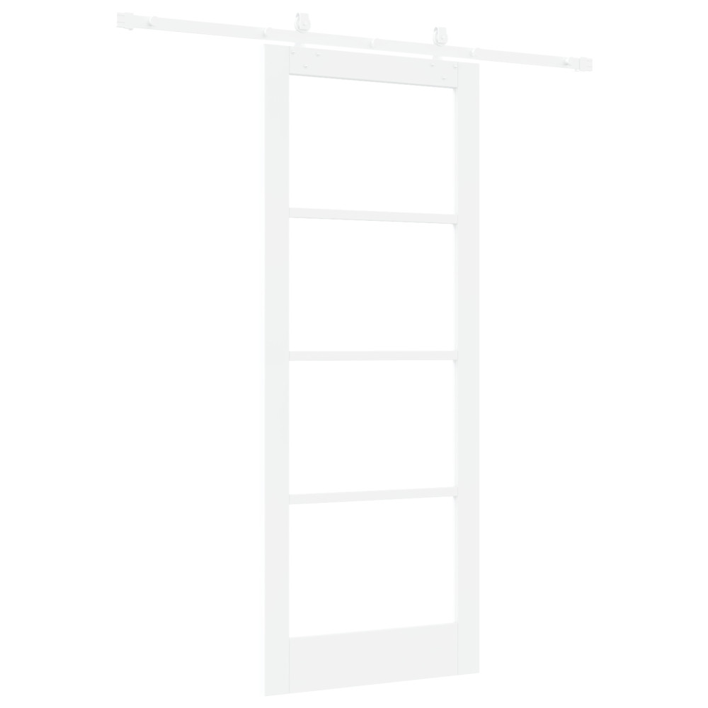 Produktbild för Skjutdörr Vit 83 x 211 cm Massivt tallträ och glas
