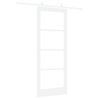 Produktbild för Skjutdörr Vit 83 x 211 cm Massivt tallträ och glas