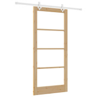 Produktbild för Skjutdörr Naturfärg 93 x 202 cm Massivt tallträ och glas