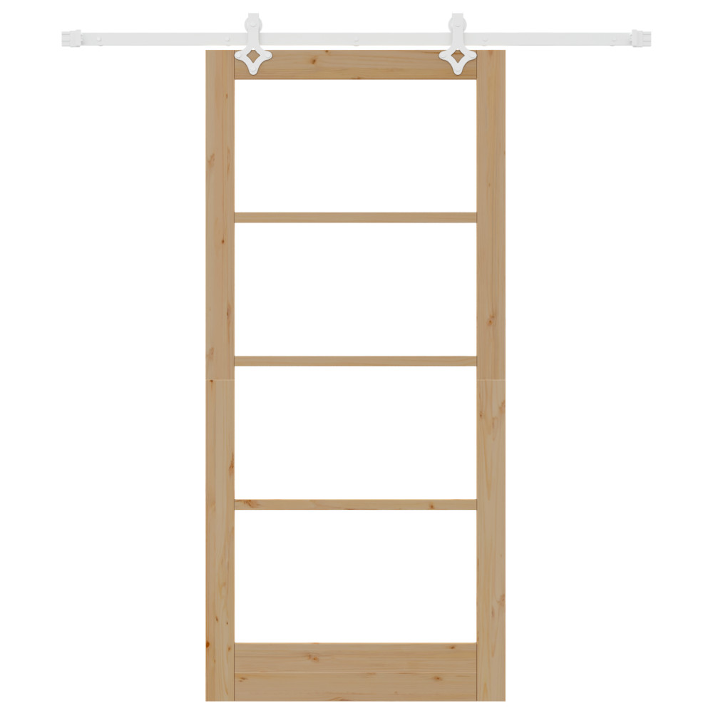 Produktbild för Skjutdörr Naturfärg 93 x 202 cm Massivt tallträ och glas