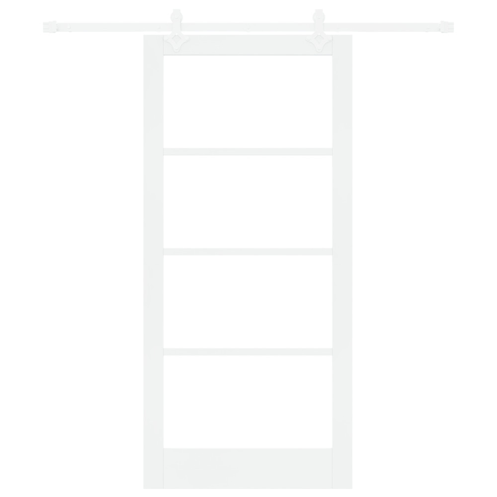Produktbild för Skjutdörr Vit 93 x 202 cm Massivt tallträ och glas