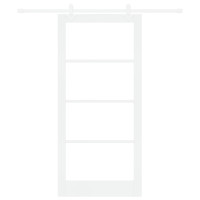 Produktbild för Skjutdörr Vit 93 x 202 cm Massivt tallträ och glas