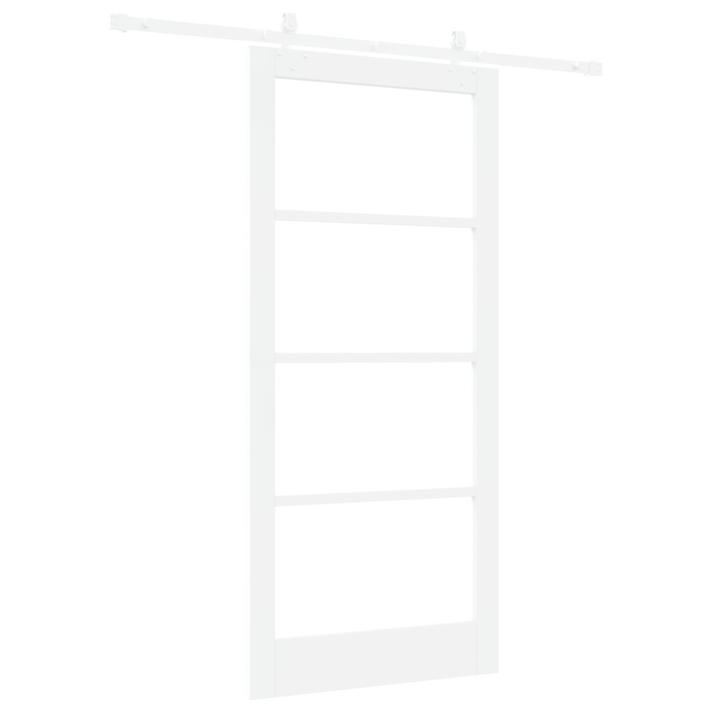Produktbild för Skjutdörr Vit 93 x 202 cm Massivt tallträ och glas